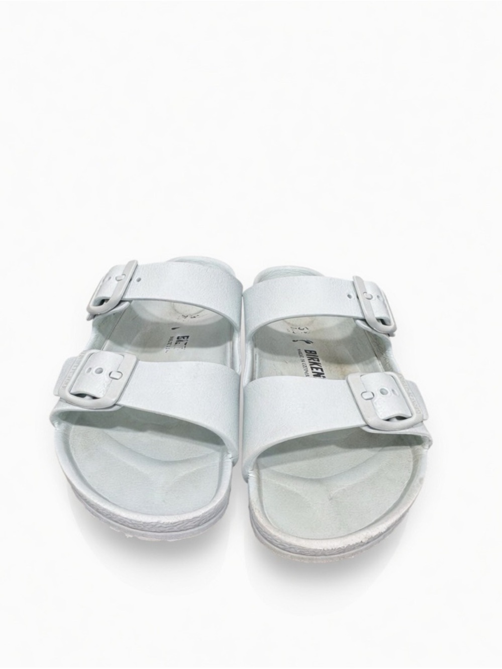 Birkenstock Kids White Two-Strap Slide Sandals